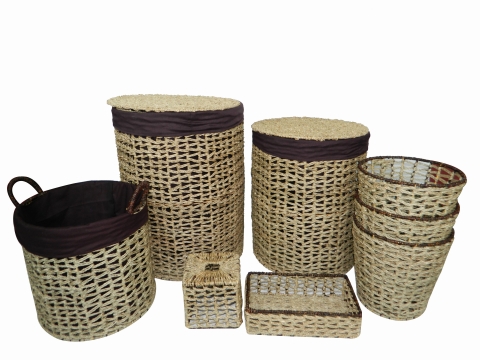8pc seagrass bath baskets
